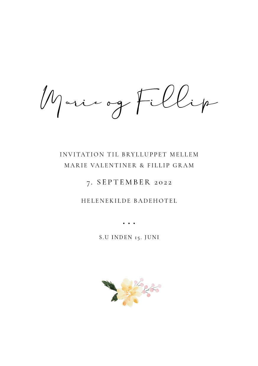Invitationer - Marie & Fillip Bryllupsinvitation